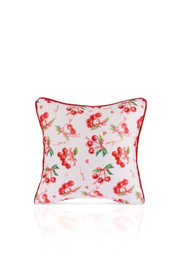 Cherry Crush Romantik Kiraz Desenli Kırlent Kılıfı – 43x43cm Cherry Crush Romantik Kiraz Desenli Kırlent Kılıfı – 43x43cm