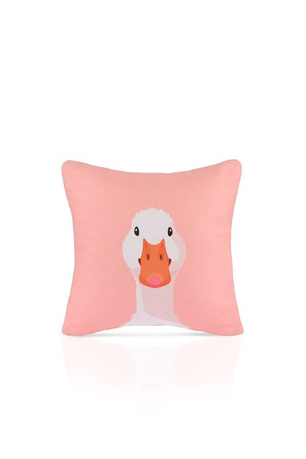 Duck Face Sevimli Kaz İllüstrasyonlu Pembe Kırlent Kılıfı – 43x43cm Duck Face Sevimli Kaz İllüstrasyonlu Pembe Kırlent Kılıfı – 43x43cm