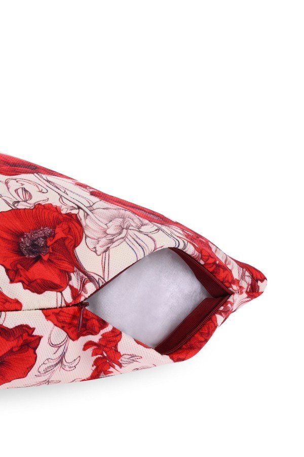 Kırmızı Gelincik Desenli Dijital Baskılı Kırlent Kılıfı – 43x43cm Kırmızı Gelincik Desenli Dijital Baskılı Kırlent Kılıfı – 43x43cm