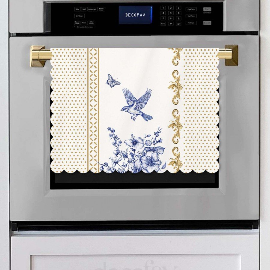 Royal White Uyumlu Çiçek ve Kuş Tasarımlı Lazer Kesim Dikişsiz Fırın Örtüsü - 40x53cm