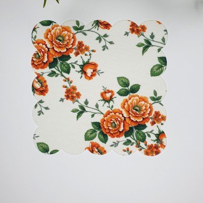 3'lü Flora Çiçek Desenli Lazer Kesim Kumaş Kokteyl Peçeteleri