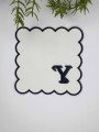 Y Harfi Minimal Monogramlı Siyah Nakış Kenarlı Beyaz Kokteyl Peçetesi 1 Adet Y Harfi Minimal Monogramlı Siyah Nakış Kenarlı Beyaz Kokteyl Peçetesi 1 Adet