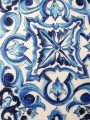 Mavi Çini Desen Tasarımlı Fitilli Kırlent Kılıfı - 43x43cm Mavi Çini Desen Tasarımlı Fitilli Kırlent Kılıfı - 43x43cm