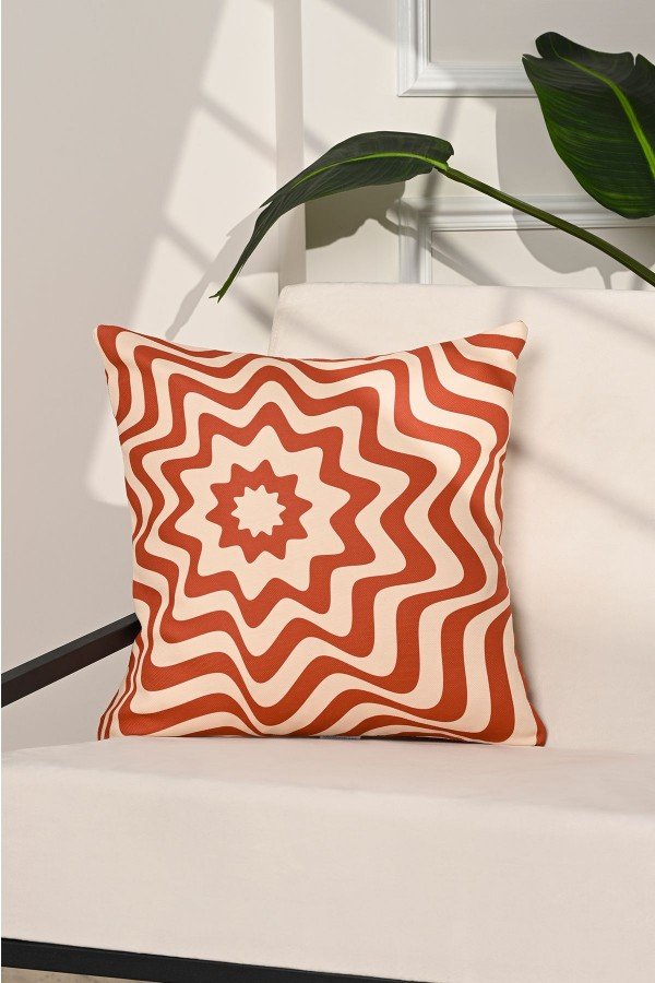 Retro Dalga Desenli Tarçın Rengi Kırlent Kılıfı – 43x43cm Retro Dalga Desenli Tarçın Rengi Kırlent Kılıfı – 43x43cm