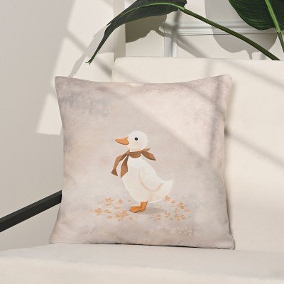 Autumn Duck Çizimli Sevimli Ördek Kırlent Kılıfı – 43x43cm