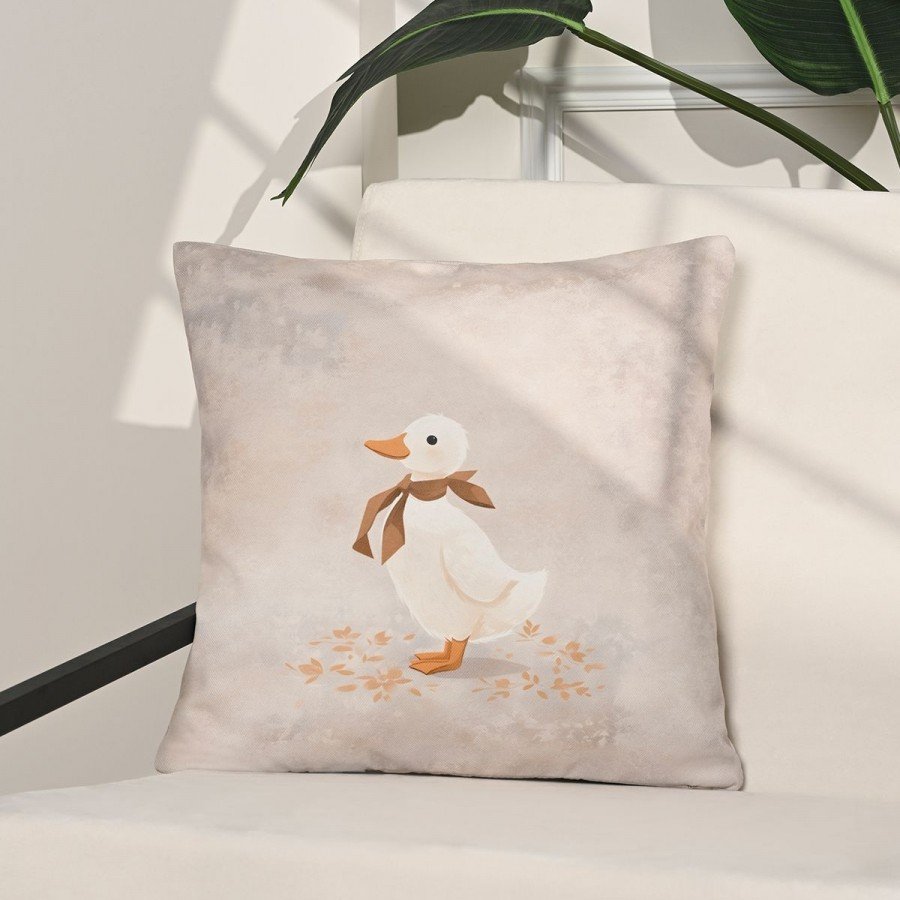 Autumn Duck Çizimli Sevimli Ördek Kırlent Kılıfı – 43x43cm