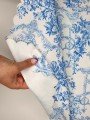 Fransız Stili Toile de Jouy Desenli Dikişsiz Lazer Kesim Runner - 48x132cm Fransız Stili Toile de Jouy Desenli Dikişsiz Lazer Kesim Runner - 48x132cm