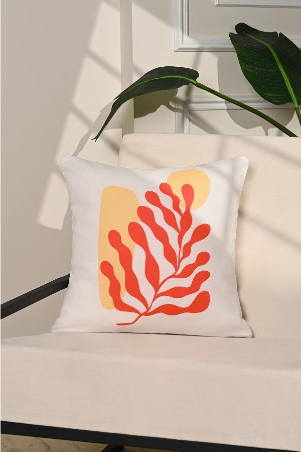 Coral Flow Modern Soyut Bitki Desenli Kırlent Kılıfı – 43x43cm Coral Flow Modern Soyut Bitki Desenli Kırlent Kılıfı – 43x43cm