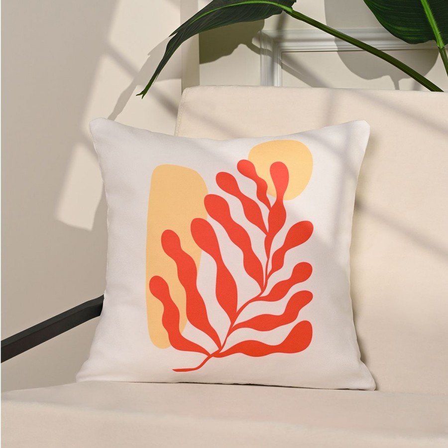 Coral Flow Modern Soyut Bitki Desenli Kırlent Kılıfı – 43x43cm