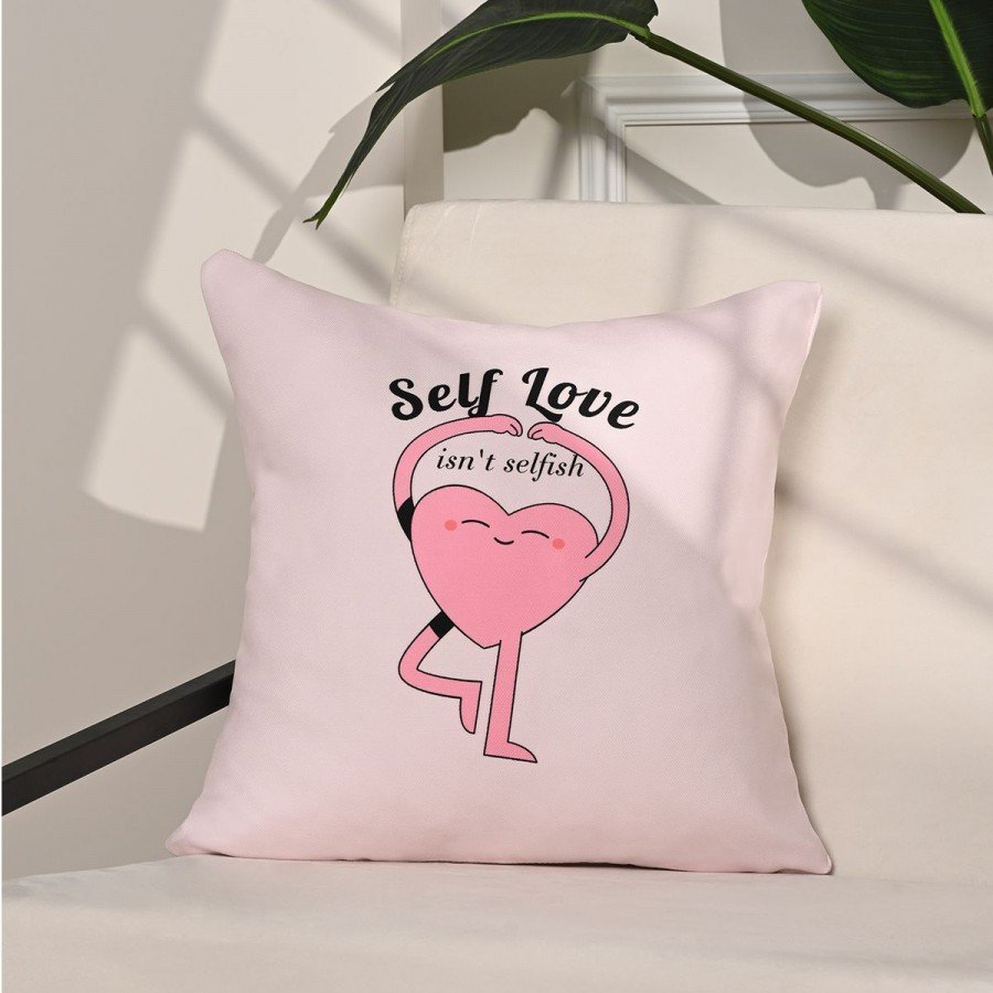 Self Love Yoga Kalpli İllüstrasyon Kırlent Kılıfı – 43x43cm