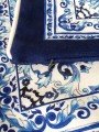 Mavi Çini Desen Tasarımlı Fitilli Kırlent Kılıfı - 43x43cm Mavi Çini Desen Tasarımlı Fitilli Kırlent Kılıfı - 43x43cm