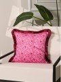 Pembe Kuş Desenli Bordo Saçaklı Kadife Kırlent Kılıfı – 43x43 cm Pembe Kuş Desenli Bordo Saçaklı Kadife Kırlent Kılıfı – 43x43 cm