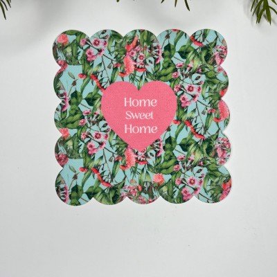 Home Sweet Home Yazılı Kalp ve Çiçek Desenli Lazer Kesim Kokteyl Peçetesi 1 Adet
