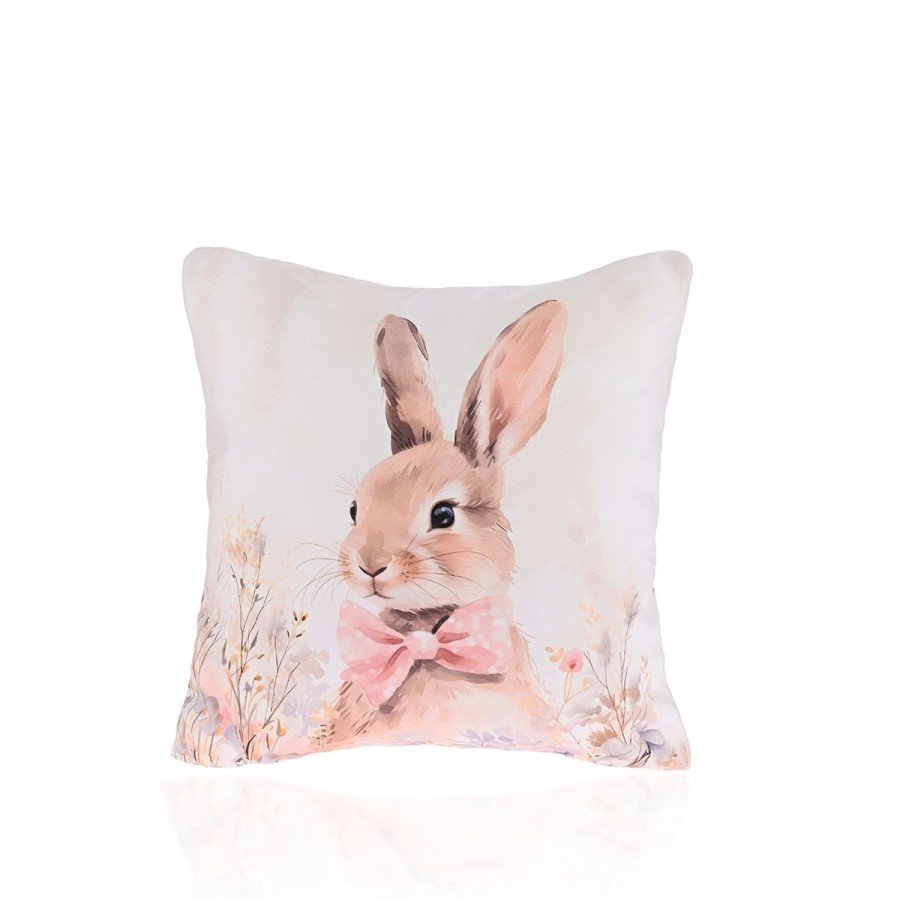 Blossom Bunny Pembe Fiyonklu Tavşan Kırlent Kılıfı – 43x43cm