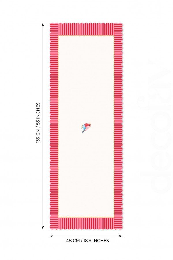 Dekoratif Kenar Kuş Tasarım Dijital Baskılı Dikişsiz Lazer Kesim Runner - 48x132cm Dekoratif Kenar Kuş Tasarım Dijital Baskılı Dikişsiz Lazer Kesim Runner - 48x132cm