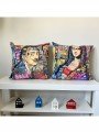 Kırlent Kılıfı Neon Yazılar Kadın Pop Art Desenli Dijital Baskılı Kırlent Kılıfı Neon Yazılar Kadın Pop Art Desenli Dijital Baskılı