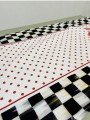 Runner Eskitme Dama Desen Ortada Puan Desenli Çaydanlık Kırmızı Puan Desenli Dijital Baskılı