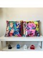 Kırlent Kılıfı Neon Yazılar Kadın Pop Art Desenli Dijital Baskılı Kırlent Kılıfı Neon Yazılar Kadın Pop Art Desenli Dijital Baskılı