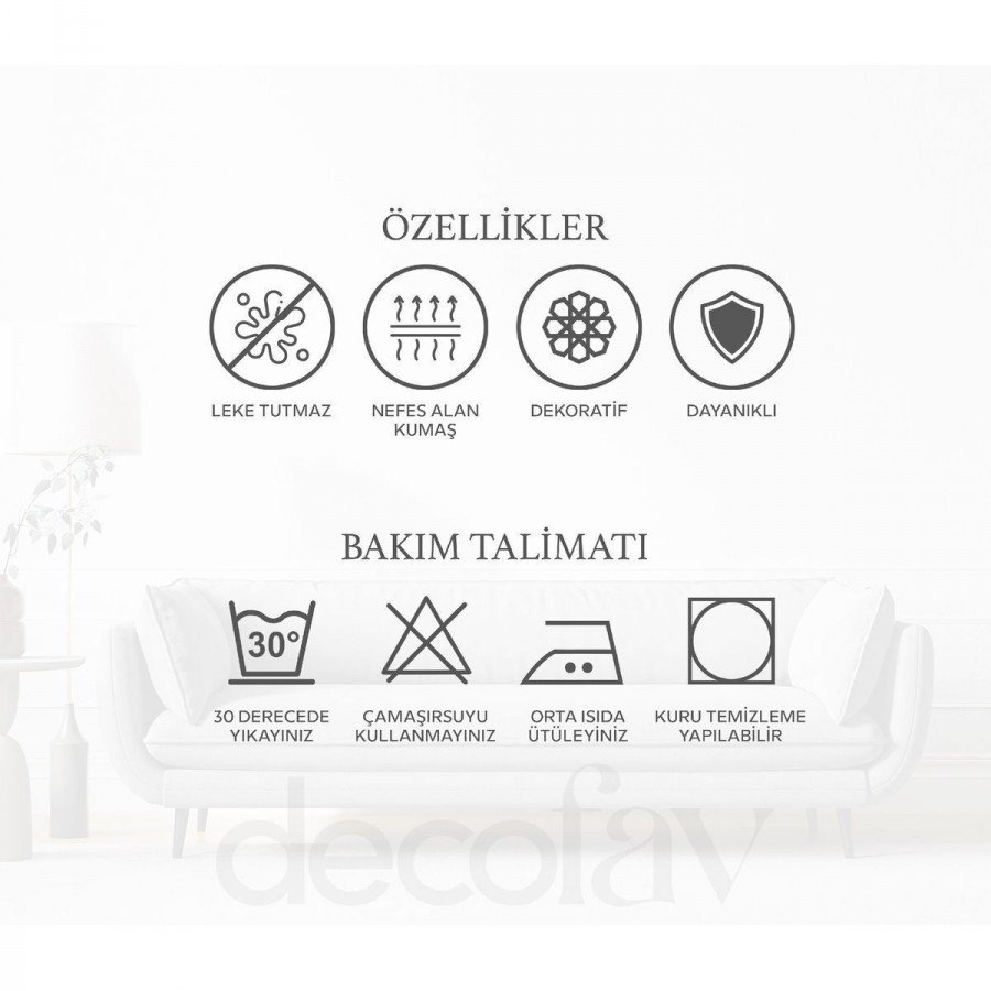Sevimli Tavşan Desenli Dijital Baskılı Saçaklı Kırlent Kılıfı Gizli Fermuar