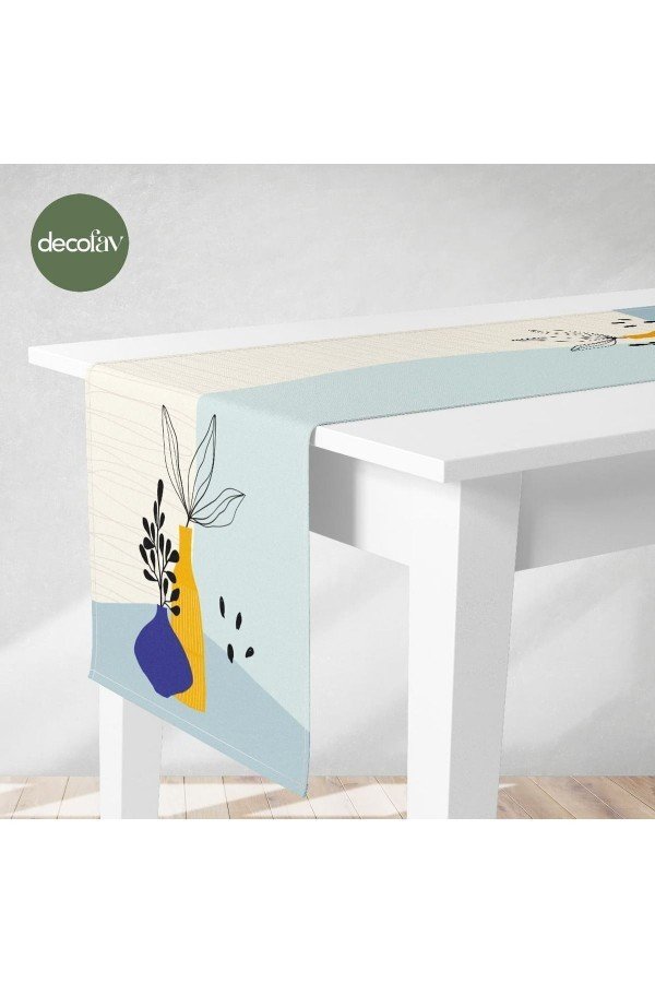 Runner Minimalist Sanat Çizgisi Dekoratif Vazo Bitki Desenli Dijital Baskılı Runner Minimalist Sanat Çizgisi Dekoratif Vazo Bitki Desenli Dijital Baskılı