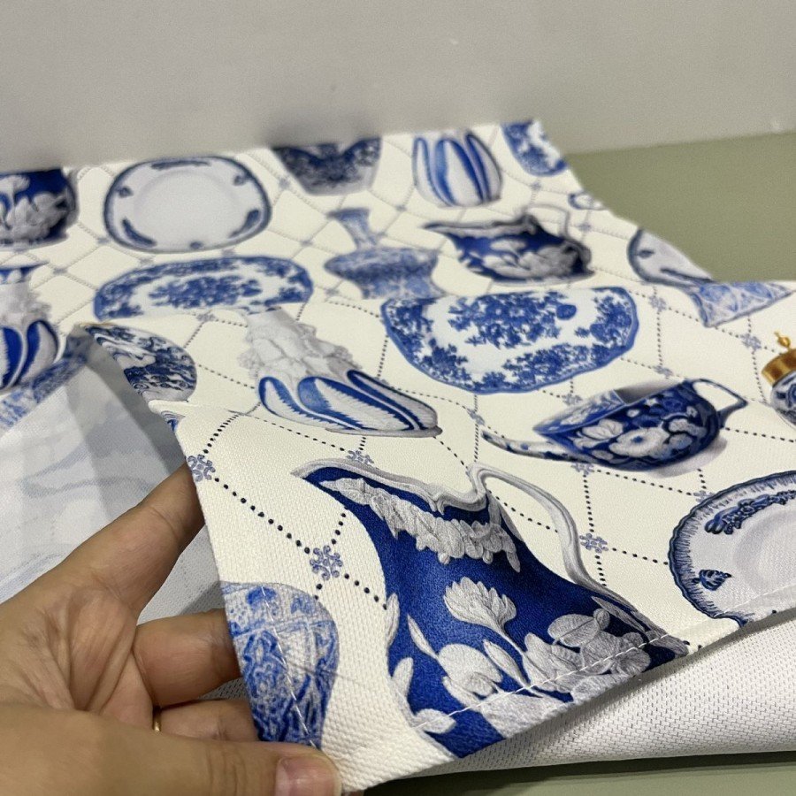 Runner Vintage Çini Vazo Porselen Desenli Dijital Baskılı
