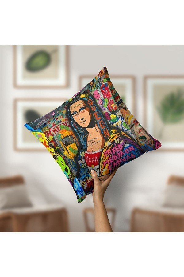 Kırlent Kılıfı Neon Yazılar Kadın Pop Art Desenli Dijital Baskılı Kırlent Kılıfı Neon Yazılar Kadın Pop Art Desenli Dijital Baskılı