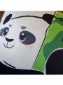 Uykucu Panda Desenli Bambu Fitil Tasarımlı Kadife Kırlent Kılıfı