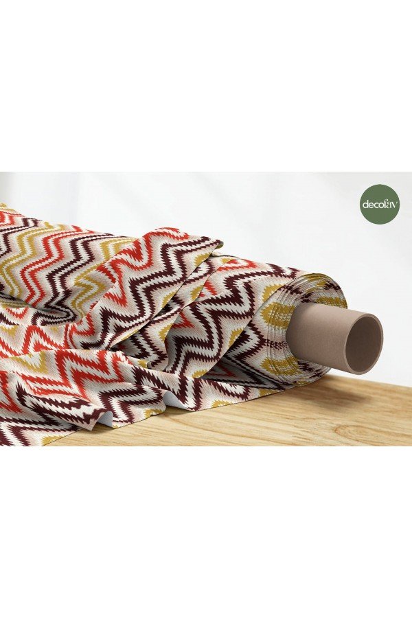 İkat Zigzag Desenli Dijital Baskılı Kumaş
