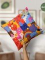 Çocuksu Köpek Kuş Kalp Bulut Yıldız İllüstrasyon  Patchwork Desenli Dijital Baskılı Kumaş