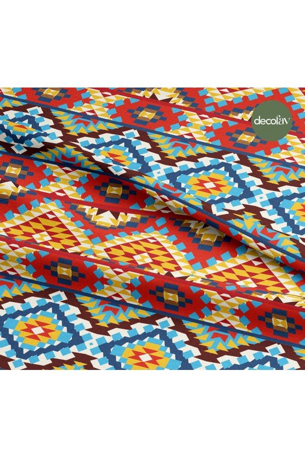 Geometrik Kilim Desenli Dijital Baskılı Kumaş Geometrik Kilim Desenli Dijital Baskılı Kumaş