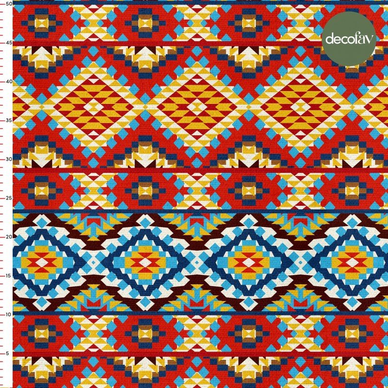 Geometrik Kilim Desenli Dijital Baskılı Kumaş