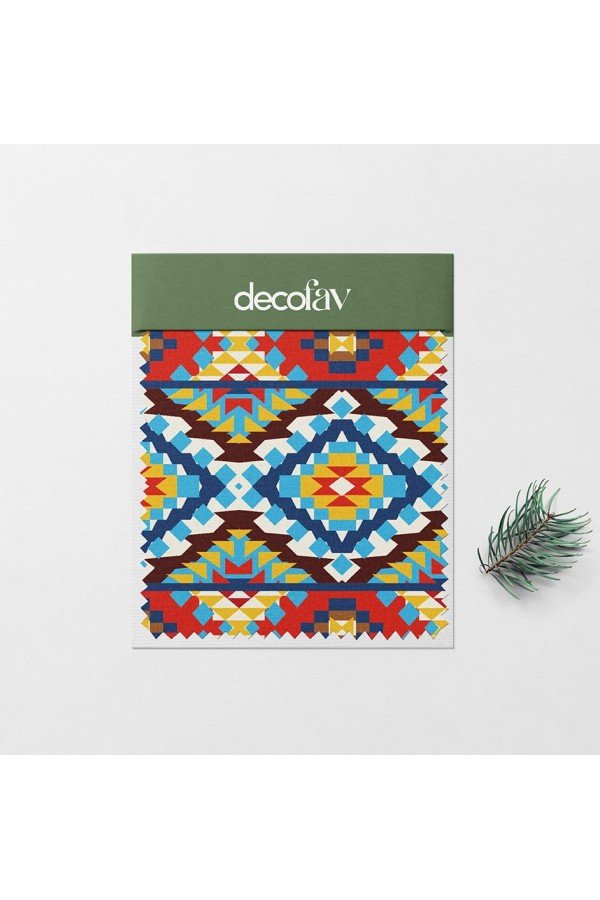 Geometrik Kilim Desenli Dijital Baskılı Kumaş Geometrik Kilim Desenli Dijital Baskılı Kumaş