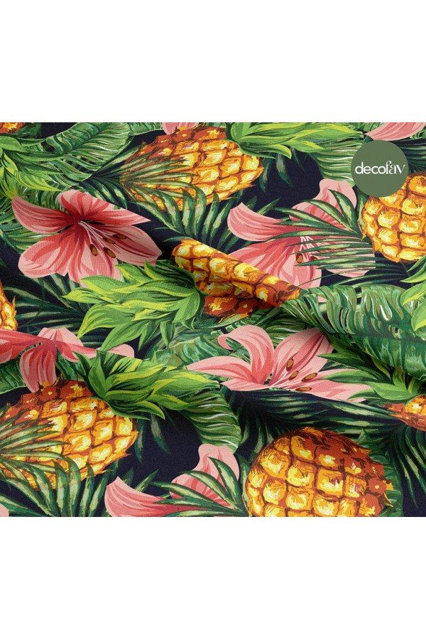 Tropik Sulu Boya Ananas Yaprak Desenli Dijital Baskılı Kumaş Tropik Sulu Boya Ananas Yaprak Desenli Dijital Baskılı Kumaş