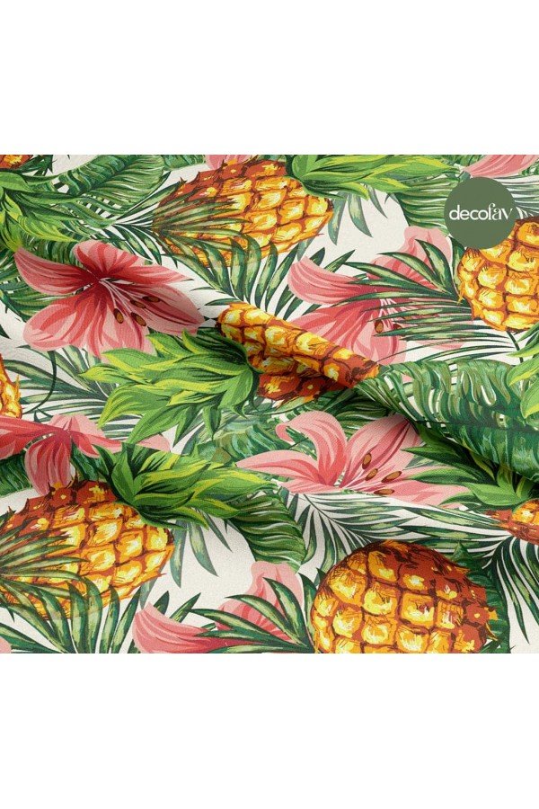 Tropik Sulu Boya Ananas Yaprak Desenli Dijital Baskılı Kumaş Tropik Sulu Boya Ananas Yaprak Desenli Dijital Baskılı Kumaş