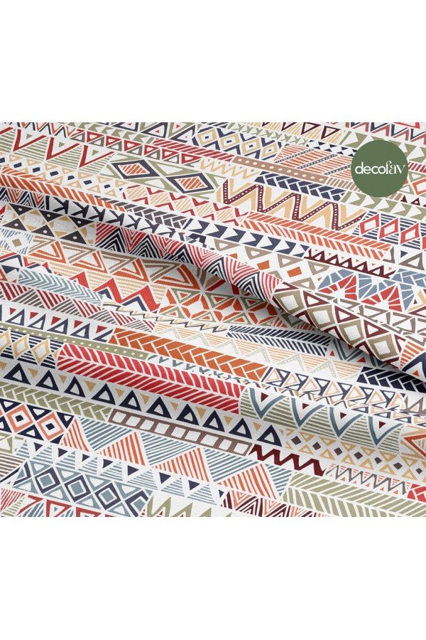 Etnik Harmoni Renkli Geometri Desenli Dijital Baskılı Kumaş Etnik Harmoni Renkli Geometri Desenli Dijital Baskılı Kumaş