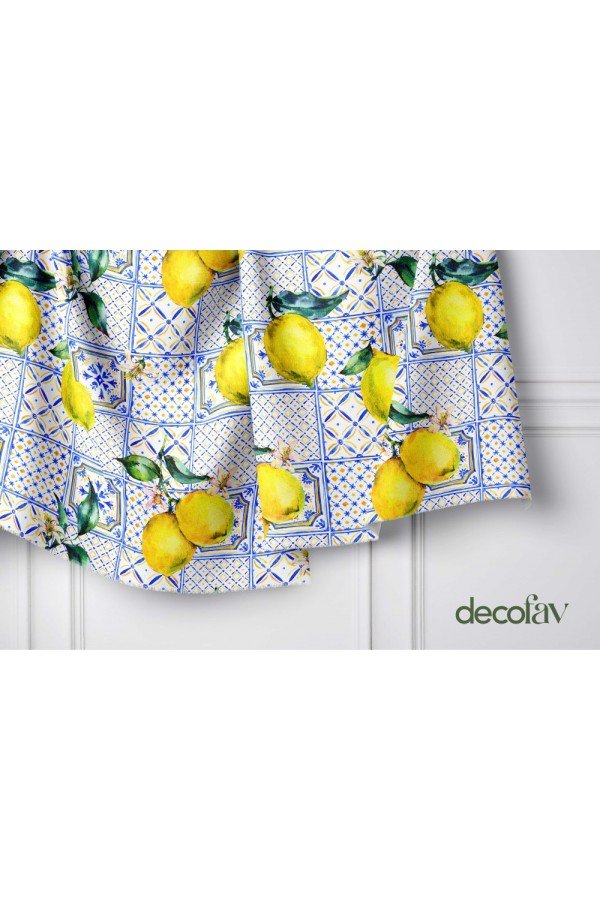 El Çizimi Sulu Boyalı Limon Çini Desenli Dijital Baskılı Kumaş El Çizimi Sulu Boyalı Limon Çini Desenli Dijital Baskılı Kumaş