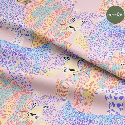 Soft Renkler Leopar Desenli Dijital Baskılı Kumaş