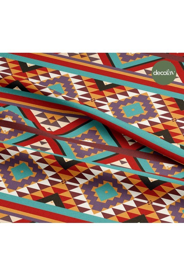 Elle Çizilmiş Kilim Etnik Geometrik Desenli Dijital Baskılı Kumaş Elle Çizilmiş Kilim Etnik Geometrik Desenli Dijital Baskılı Kumaş