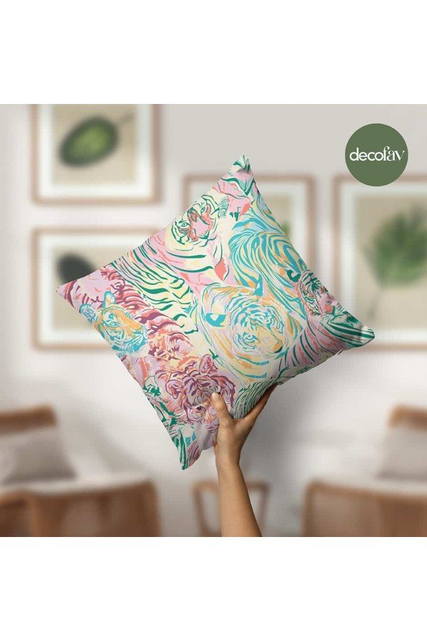 Soft Renkler Kaplan Desenli Dijital Baskılı Kumaş Soft Renkler Kaplan Desenli Dijital Baskılı Kumaş