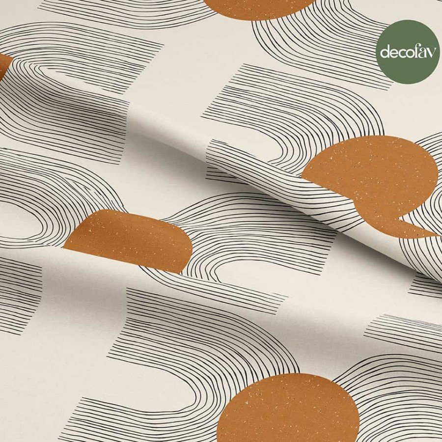 Abstrakt Geometrik El Çizim Desenli Dijital Baskılı Kumaş