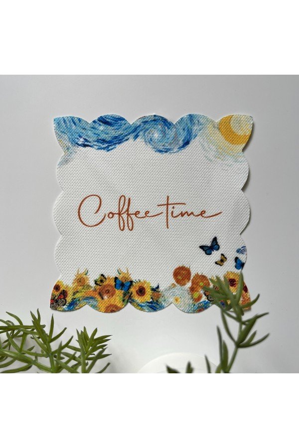 Willem van Gogh Sanat Eseri Çizimli Coffee Time Desenli Kokteyl Peçetesi Kumaş