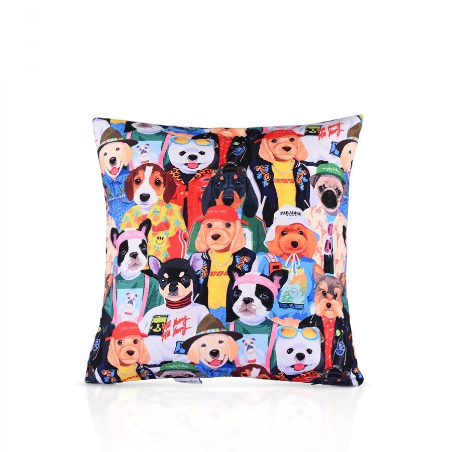 Moda Köpekler Tasarımlı Kırlent Kılıfı 43x43cm