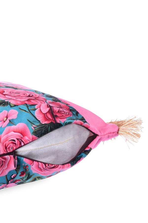 Leopar Desenli Pembe Kadife Saçaklı Dekoratif Kırlent Kılıfı 43x43 cm Leopar Desenli Pembe Kadife Saçaklı Dekoratif Kırlent Kılıfı 43x43 cm