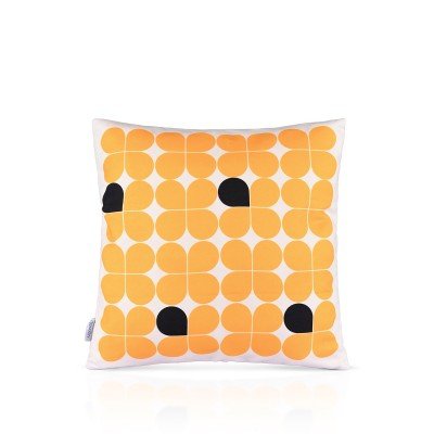 Abstrakt Sarı Siyah Minimal Geometrik Desen Tasarımlı Kırlent Kılıfı 43x43 cm