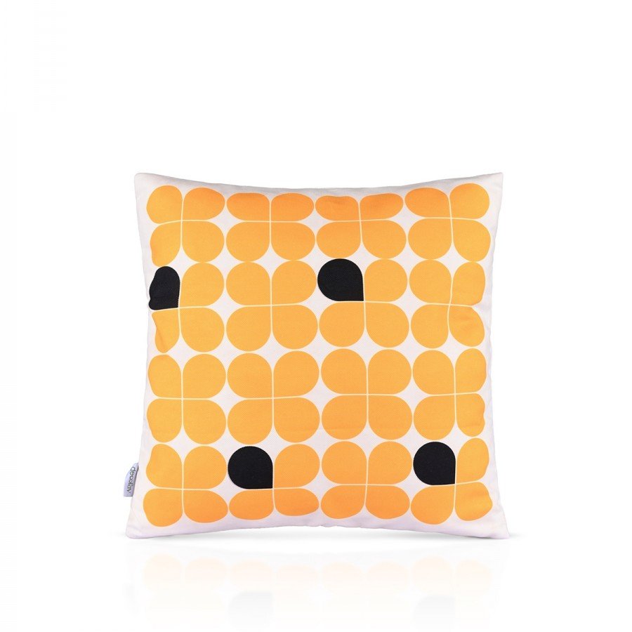 Abstrakt Sarı Siyah Minimal Geometrik Desen Tasarımlı Kırlent Kılıfı 43x43 cm