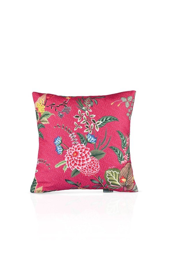 Pembe Zemin Botanik Çiçekler Tasarımlı Kırlent Kılıfı - 43x43 cm, Gizli Fermuarlı Pembe Zemin Botanik Çiçekler Tasarımlı Kırlent Kılıfı - 43x43 cm, Gizli Fermuarlı
