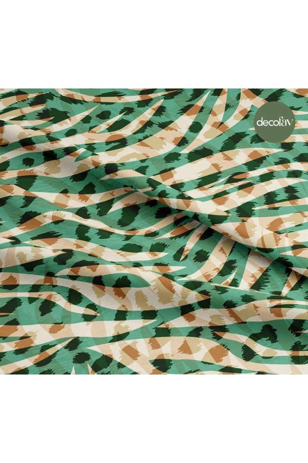 Leopar Zebra Karışık Hayvan Desenli Dijital Baskılı Kumaş