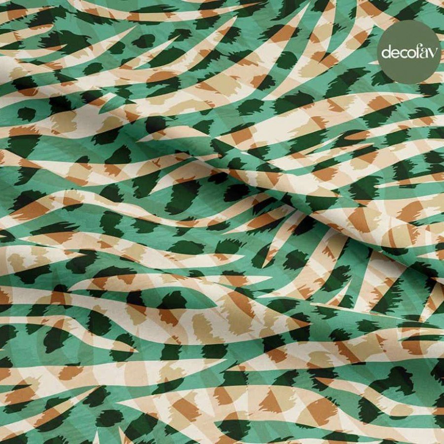 Leopar Zebra Karışık Hayvan Desenli Dijital Baskılı Kumaş