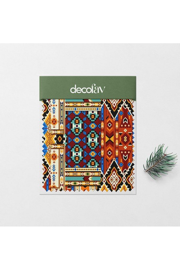 Patchwork Etnik Kilim Desenli Dijital Baskılı Kumaş Patchwork Etnik Kilim Desenli Dijital Baskılı Kumaş