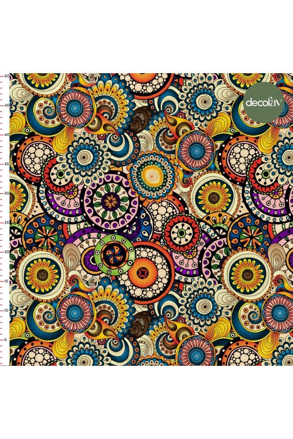 Renkli Geometrik Etnik  Desenli Dijital Baskılı Kumaş